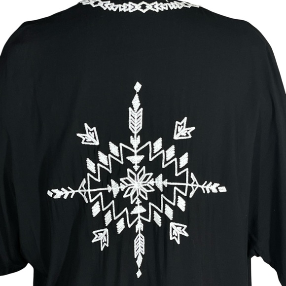 Love Tree Happens Open Tribal/Western Embroidered Kimono w/ Fringe Tassels Large - Picture 8 of 16